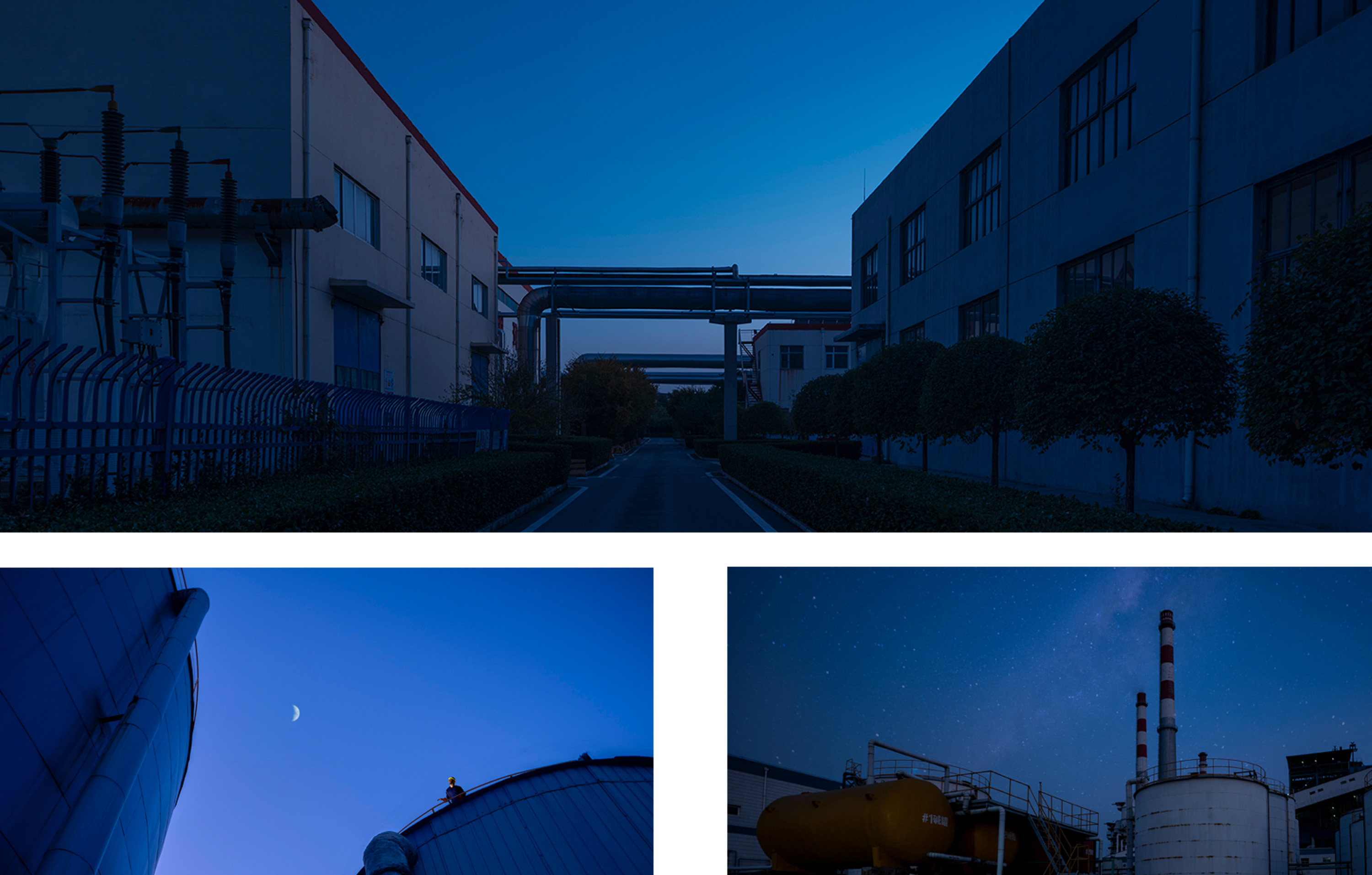 万浦中国热电厂厂区夜景与工业管廊